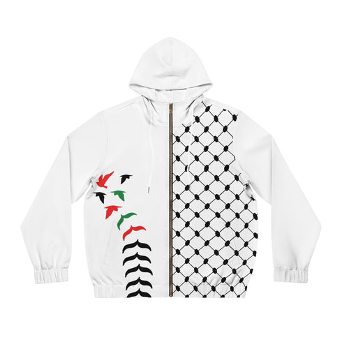 Men's Palestine Keffiyeh Full-Zip Hoodie - Cultural Streetwear Athletic Pullover