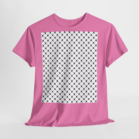 Keffiyeh Pattern Heavy Cotton Tee - Modern Mesh Design Streetwear T-Shirt