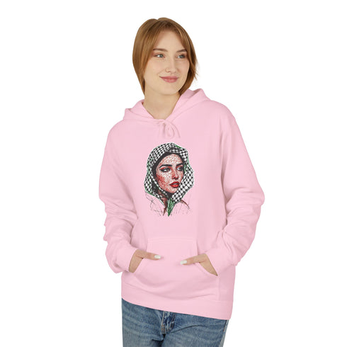 Palestine Woman Art Hoodie Unisex - Keffiyeh Scarf Dual-Sided Graphic Pullover