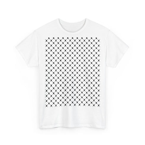 Keffiyeh Pattern Heavy Cotton Tee - Modern Mesh Design Streetwear T-Shirt