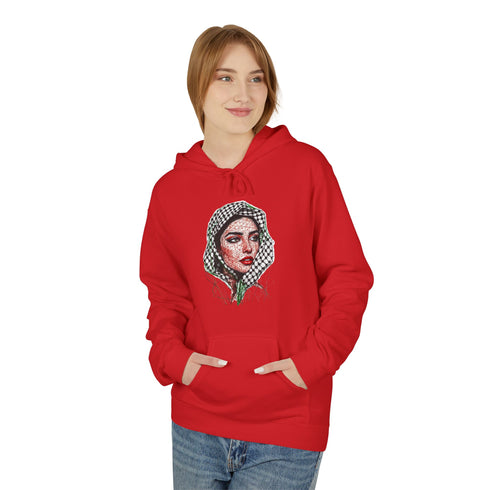 Palestine Woman Art Hoodie Unisex - Keffiyeh Scarf Dual-Sided Graphic Pullover