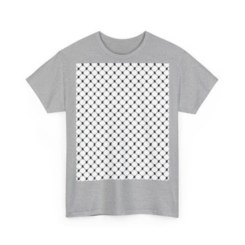 Keffiyeh Pattern Heavy Cotton Tee - Modern Mesh Design Streetwear T-Shirt