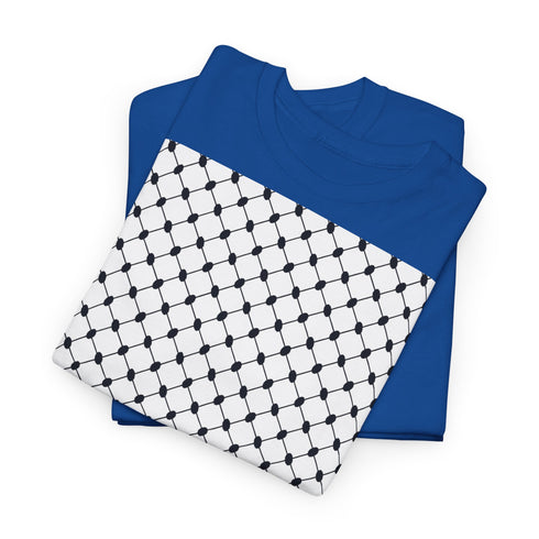 Keffiyeh Pattern Heavy Cotton Tee - Modern Mesh Design Streetwear T-Shirt