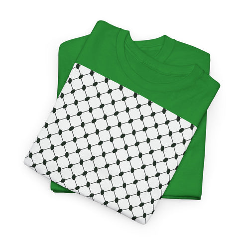 Keffiyeh Pattern Heavy Cotton Tee - Modern Mesh Design Streetwear T-Shirt