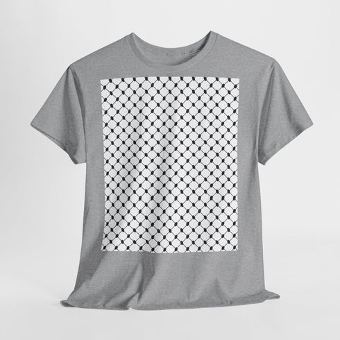 Keffiyeh Pattern Heavy Cotton Tee - Modern Mesh Design Streetwear T-Shirt