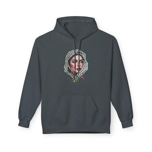 Palestine Woman Art Hoodie Unisex - Keffiyeh Scarf Dual-Sided Graphic Pullover