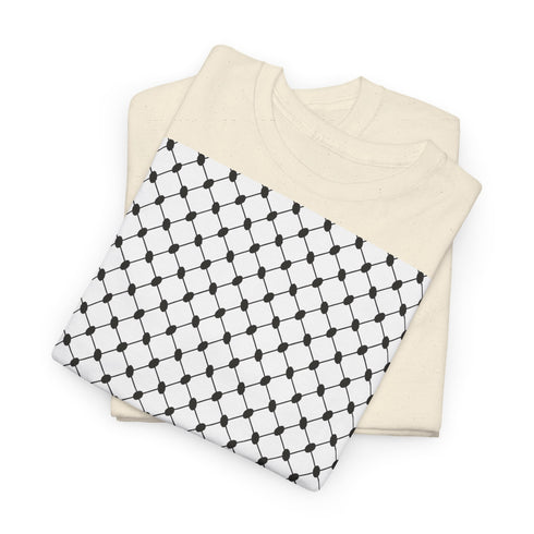 Keffiyeh Pattern Heavy Cotton Tee - Modern Mesh Design Streetwear T-Shirt