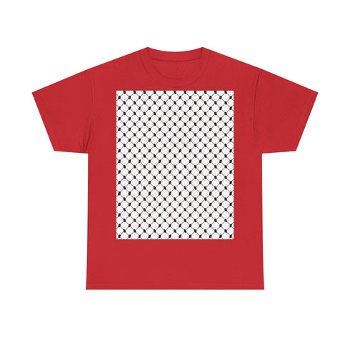 Keffiyeh Pattern Heavy Cotton Tee - Modern Mesh Design Streetwear T-Shirt