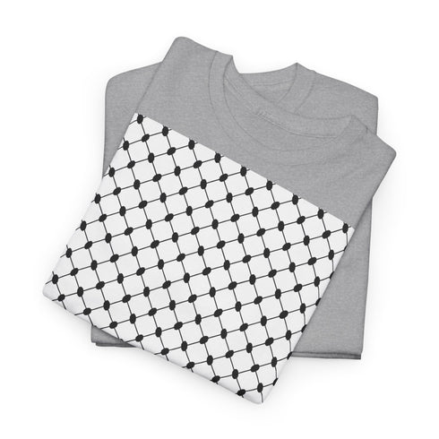 Keffiyeh Pattern Heavy Cotton Tee - Modern Mesh Design Streetwear T-Shirt