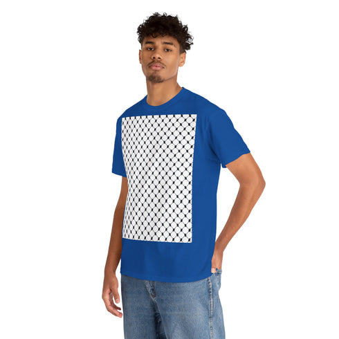 Keffiyeh Pattern Heavy Cotton Tee - Modern Mesh Design Streetwear T-Shirt