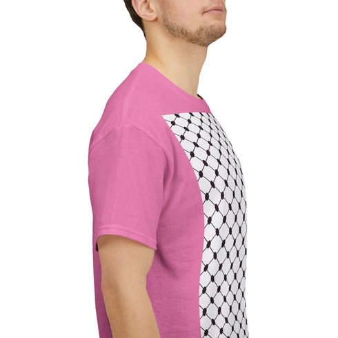 Keffiyeh Pattern Heavy Cotton Tee - Modern Mesh Design Streetwear T-Shirt