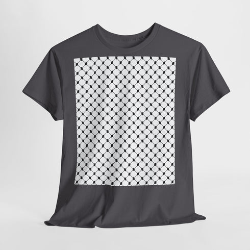 Keffiyeh Pattern Heavy Cotton Tee - Modern Mesh Design Streetwear T-Shirt