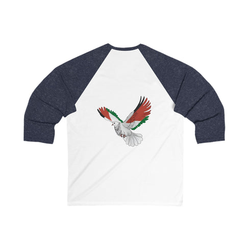 Palestine Freedom Bird Shirt - Keffiyeh & Flag Symbolism 3/4 Sleeve Shirt