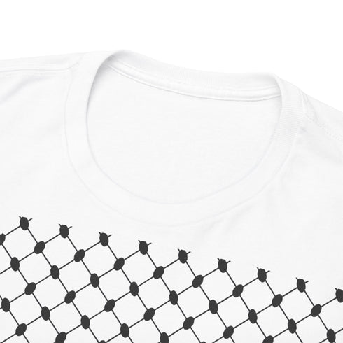 Keffiyeh Pattern Heavy Cotton Tee - Modern Mesh Design Streetwear T-Shirt