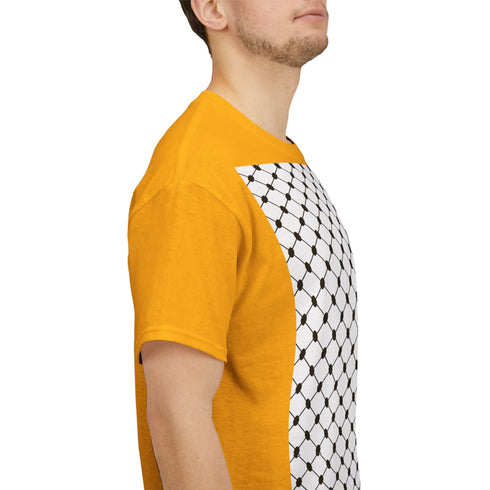 Keffiyeh Pattern Heavy Cotton Tee - Modern Mesh Design Streetwear T-Shirt