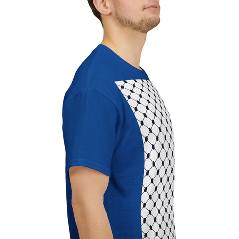 Keffiyeh Pattern Heavy Cotton Tee - Modern Mesh Design Streetwear T-Shirt