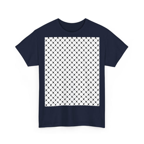 Keffiyeh Pattern Heavy Cotton Tee - Modern Mesh Design Streetwear T-Shirt