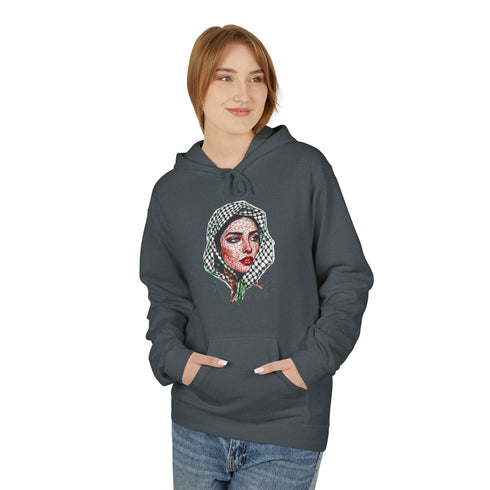 Palestine Woman Art Hoodie Unisex - Keffiyeh Scarf Dual-Sided Graphic Pullover
