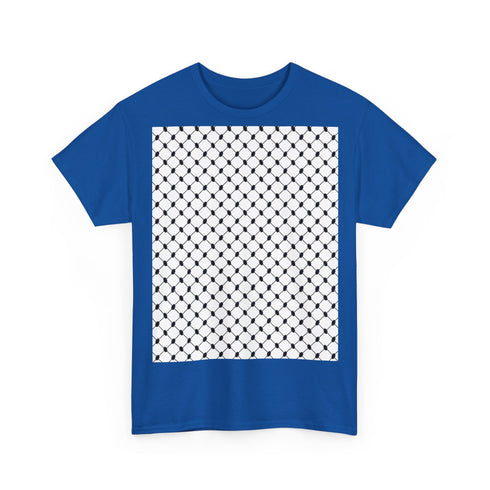 Keffiyeh Pattern Heavy Cotton Tee - Modern Mesh Design Streetwear T-Shirt