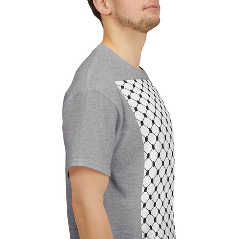 Keffiyeh Pattern Heavy Cotton Tee - Modern Mesh Design Streetwear T-Shirt