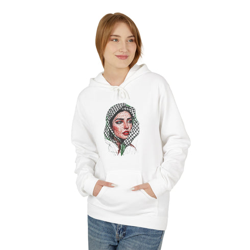 Palestine Woman Art Hoodie Unisex - Keffiyeh Scarf Dual-Sided Graphic Pullover