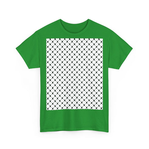 Keffiyeh Pattern Heavy Cotton Tee - Modern Mesh Design Streetwear T-Shirt