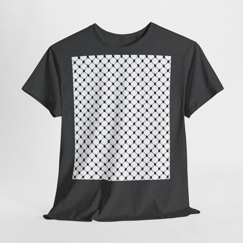 Keffiyeh Pattern Heavy Cotton Tee - Modern Mesh Design Streetwear T-Shirt