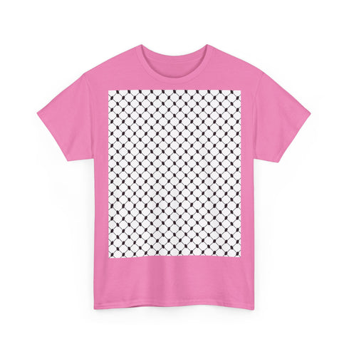 Keffiyeh Pattern Heavy Cotton Tee - Modern Mesh Design Streetwear T-Shirt