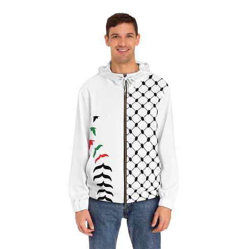 Men's Palestine Keffiyeh Full-Zip Hoodie - Cultural Streetwear Athletic Pullover