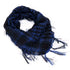 blue keffiyeh scarf with traditional Palestinian checkered pattern
