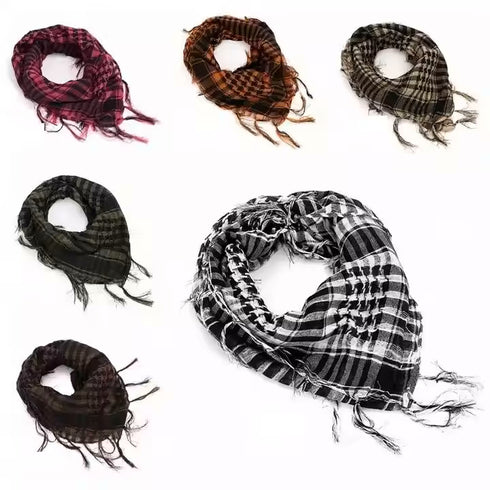 Black and white Palestinian keffiyeh with traditional checkered pattern cultural keffiyeh Palestinian heritage scarf