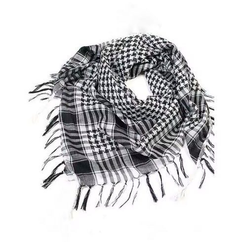 Black and white Palestinian keffiyeh with traditional checkered pattern cultural keffiyeh Palestinian heritage scarf