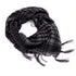 black keffiyeh scarf with traditional Palestinian checkered pattern
