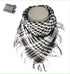 Authentic black and white keffiyeh scarf with traditional Palestinian checkered pattern