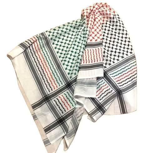 Palestinian keffiyeh scarf, also called kaffiyeh, showcasing classic authentic palestine patterns, symbolizing palestinian cultural heritage and resistance arab headscarf for men and women